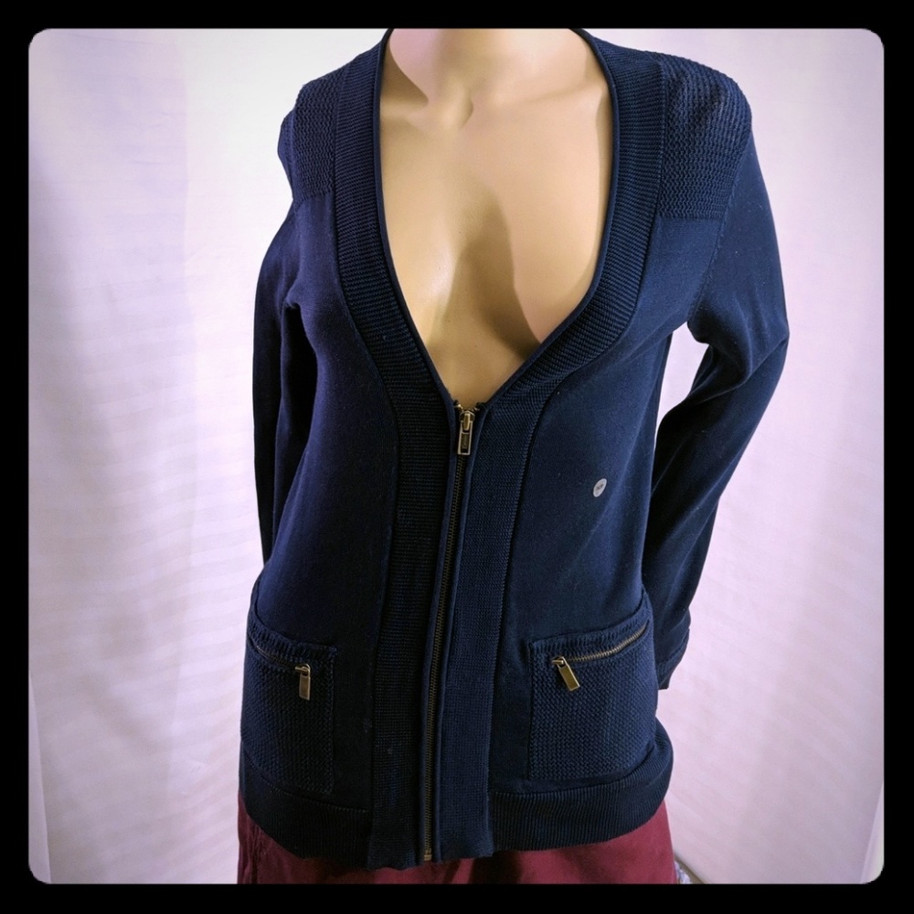 Eddie Bauer zip up cardigan cotton Navy S